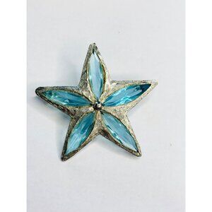 Silver-Tone Starfish Brooch With Blue Crystal Accents By S.H.P.